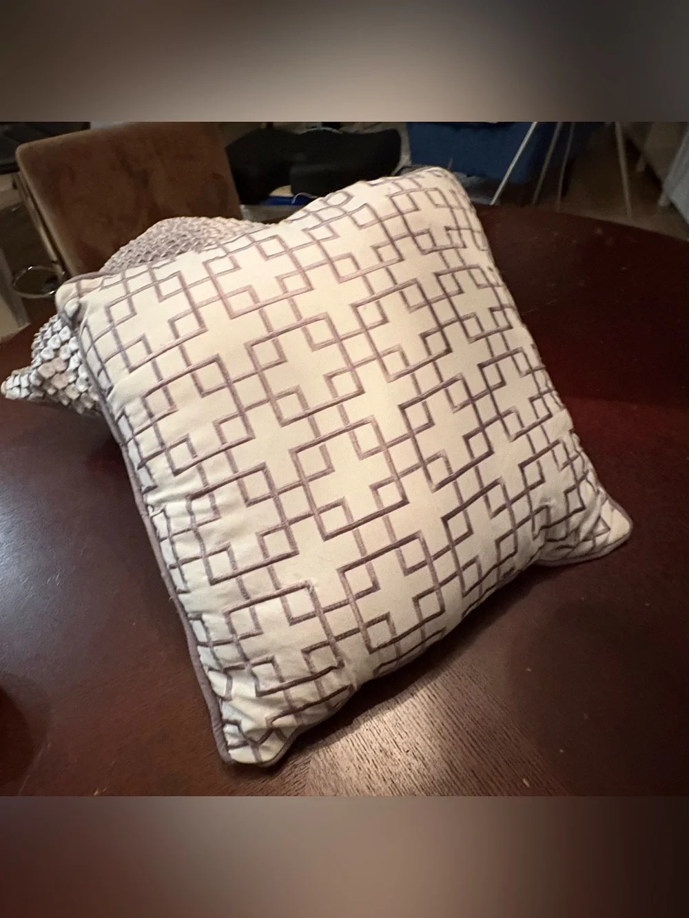 Luxe Silver Decorative Throw Pillow - Geometric & Textured Styles